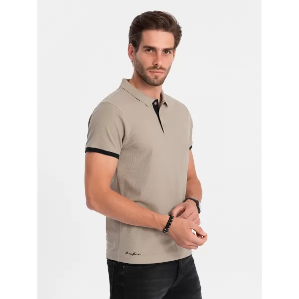  Pánské triko OMBRE OM-POSS-0113 DARK BEIGE 