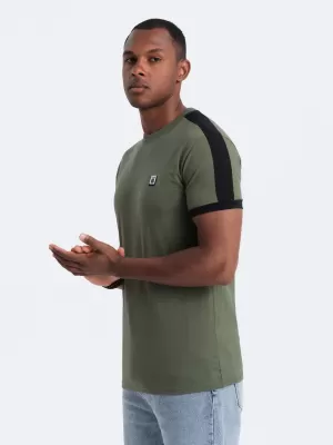 Pánské triko OMBRE S1632 OLIVE