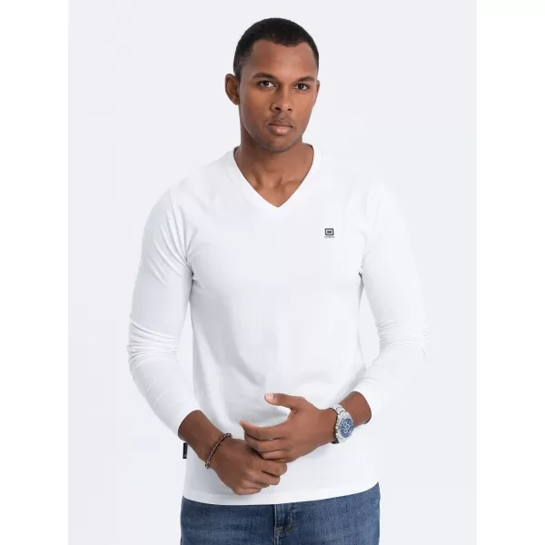  Pánské triko s dlouhým rukávem OMBRE OM-LSCL-0110 WHITE 