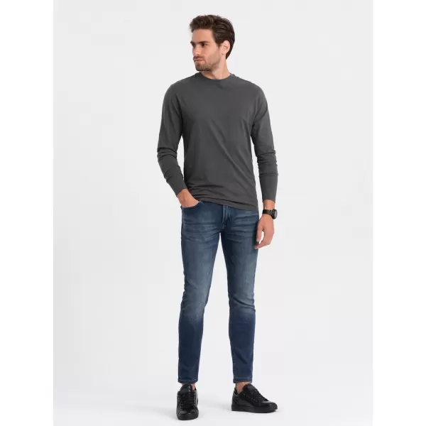  Pánské triko s dlouhým rukávem OMBRE OM-LSBL-0106 GRAPHITE 