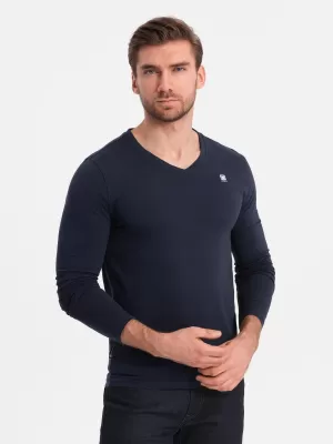 Pánské triko s dlouhým rukávem OMBRE OM-LSCL-0110 NAVY BLUE