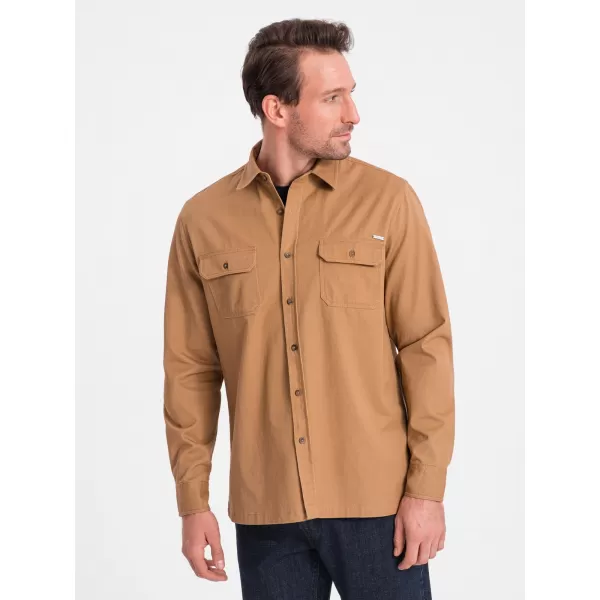  Pánská košile OMBRE OM-SHCS-0146 CAMEL 