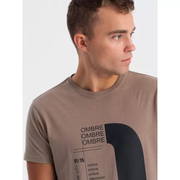  Pánské triko OMBRE OM-TSPT-0166 LIGHT BROWN 