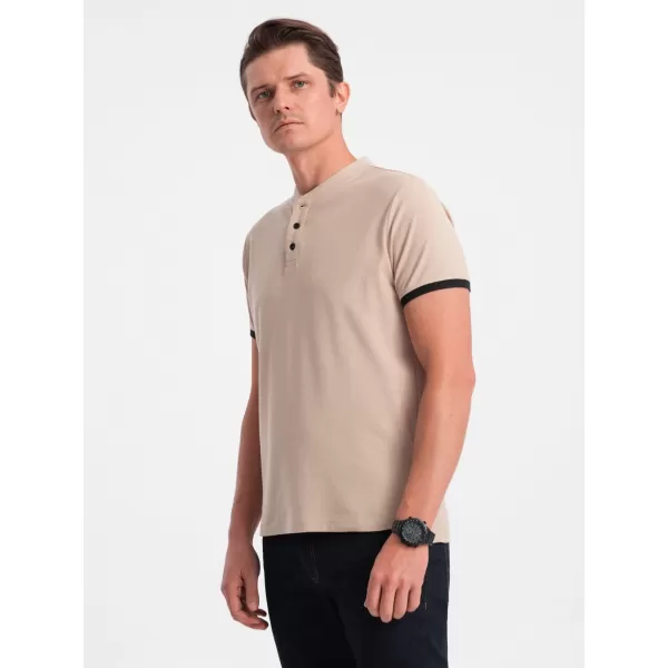  Pánské triko OMBRE OM-TSCT-0156 BEIGE 
