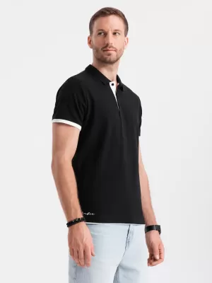 Pánské triko s límečkem OMBRE OM-POSS-0113 BLACK