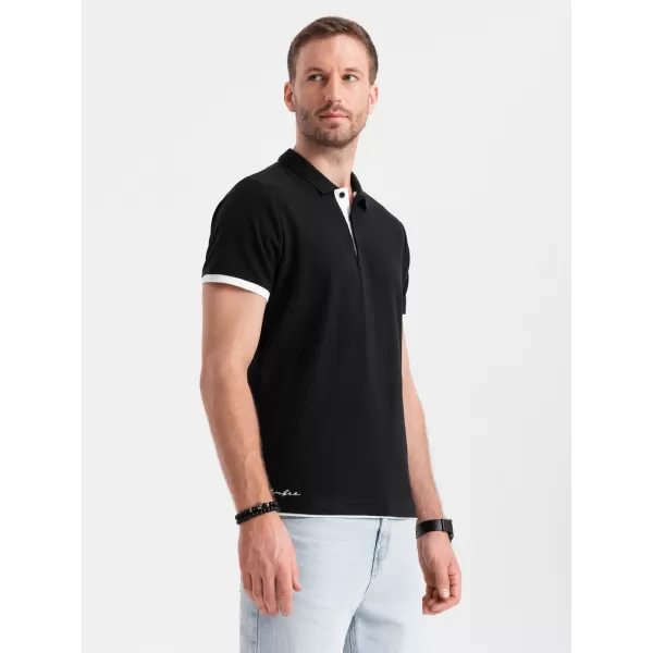  Pánské triko s límečkem OMBRE OM-POSS-0113 BLACK 