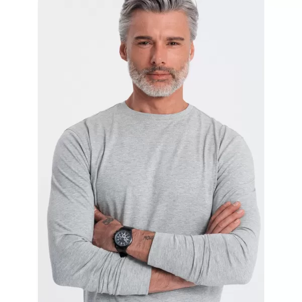  Pánské triko s dlouhým rukávem OMBRE OM-LSBL-0106 GREY MELANGE 