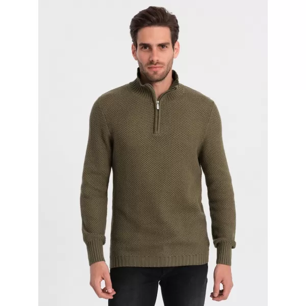  Pánský svetr OMBRE OM-SWZS-0105 OLIVE 