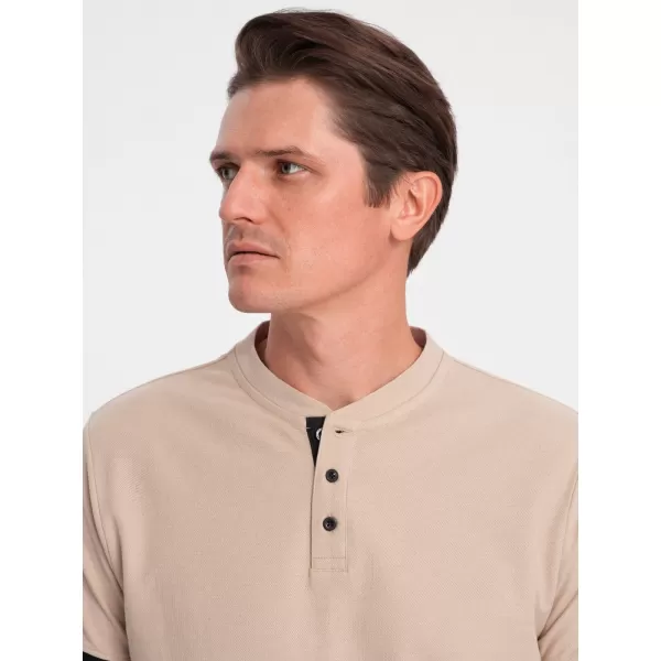  Pánské triko OMBRE OM-TSCT-0156 BEIGE 