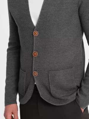 Pánský svetr OMBRE OM-SWCD-0109 GRAPHITE MELANGE