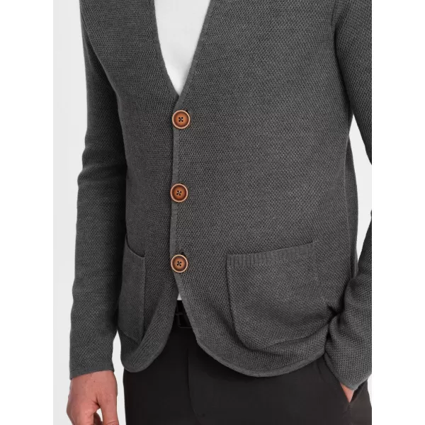  Pánský svetr OMBRE OM-SWCD-0109 GRAPHITE MELANGE 