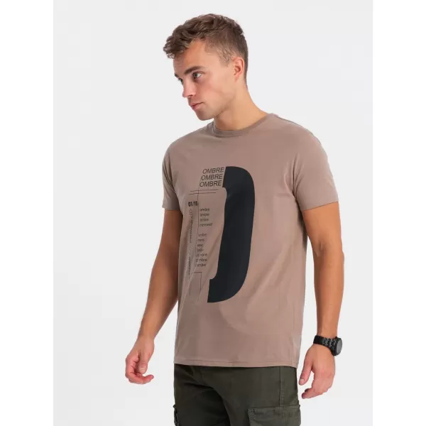  Pánské triko OMBRE OM-TSPT-0166 LIGHT BROWN 