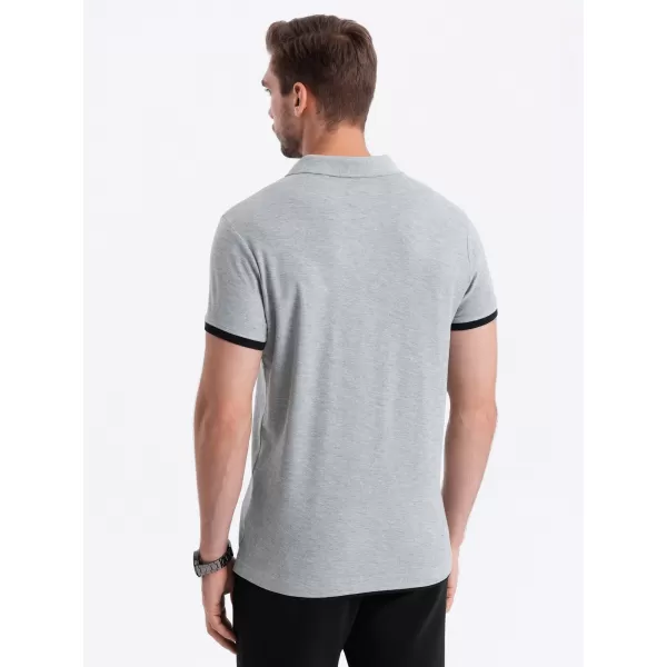  Pánské triko s límečkem OMBRE OM-POSS-0113 GREY 