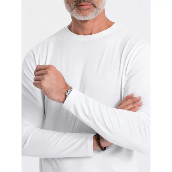  Pánské triko s dlouhým rukávem OMBRE OM-LSBL-0106 WHITE 