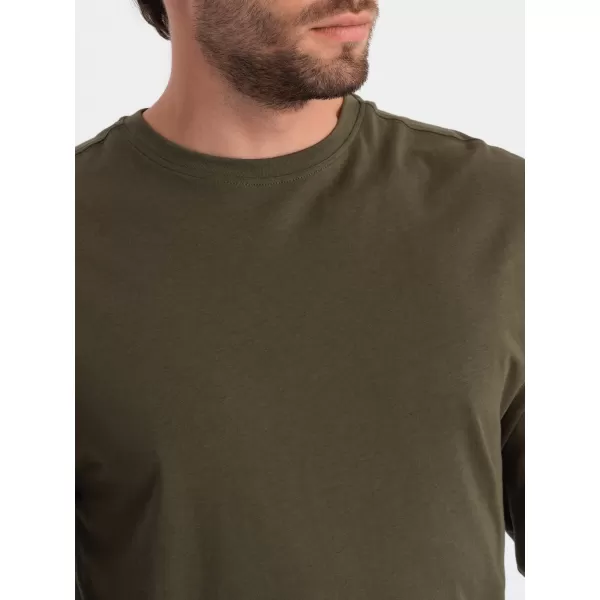  Pánské triko s dlouhým rukávem OMBRE OM-LSBL-0106 DARK OLIVE 
