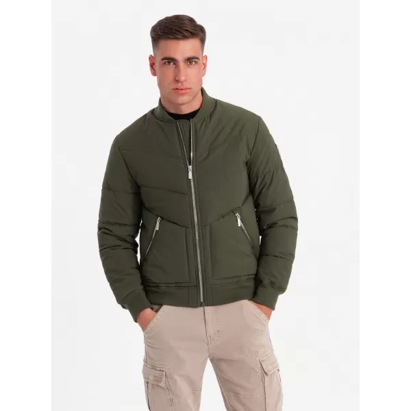  Pánská bunda OMBRE OM-JALP-0143 DARK OLIVE GREEN 