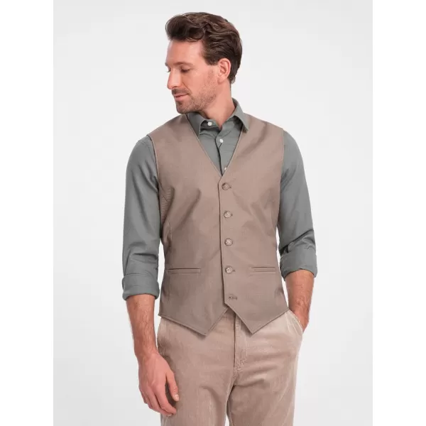  Pánská vesta OMBRE OM-BLZV-0112 BEIGE 