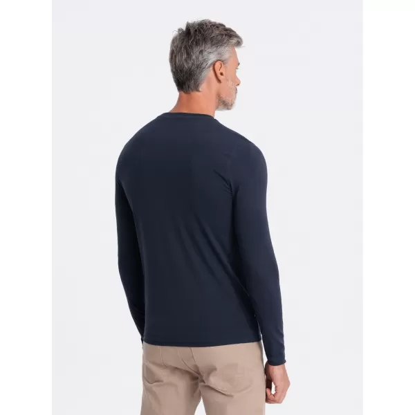  Pánské triko s dlouhým rukávem OMBRE OM-LSCL-0102 NAVY BLUE 