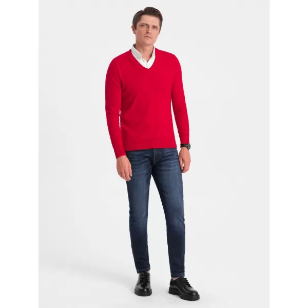  Pánský svetr OMBRE OM-SWSW-0102 RED 