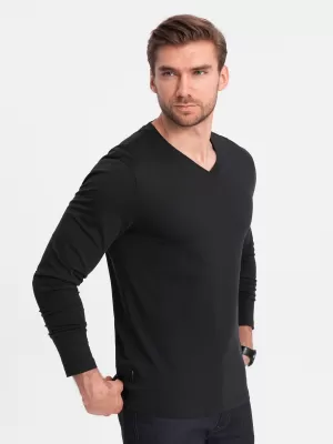 Pánské triko s dlouhým rukávem OMBRE OM-LSBL-0108 BLACK