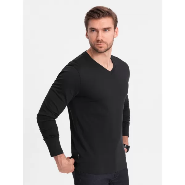  Pánské triko s dlouhým rukávem OMBRE OM-LSBL-0108 BLACK 