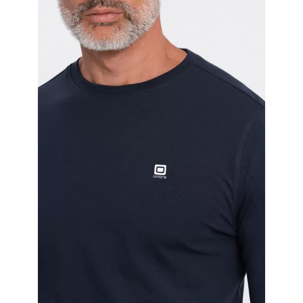  Pánské triko s dlouhým rukávem OMBRE OM-LSCL-0102 NAVY BLUE 
