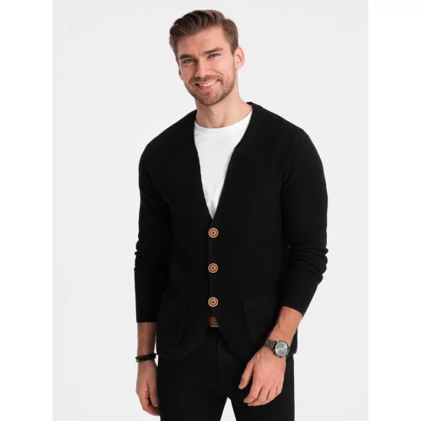  Pánský svetr OMBRE OM-SWCD-0109 BLACK 