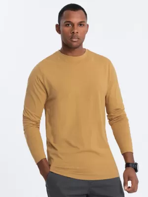 Pánské triko s dlouhým rukávem OMBRE OM-LSBL-0106 MUSTARD