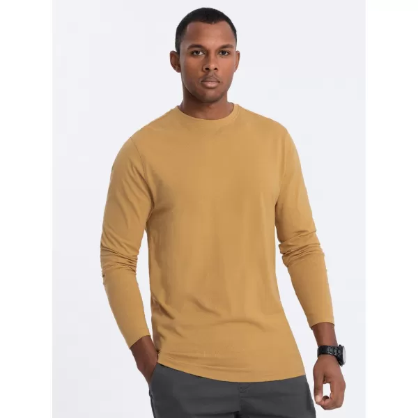  Pánské triko s dlouhým rukávem OMBRE OM-LSBL-0106 MUSTARD 