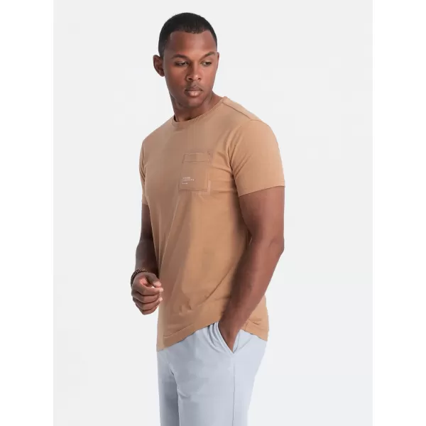  Pánské triko OMBRE OM-TSPT-0154 LIGHT BROWN 