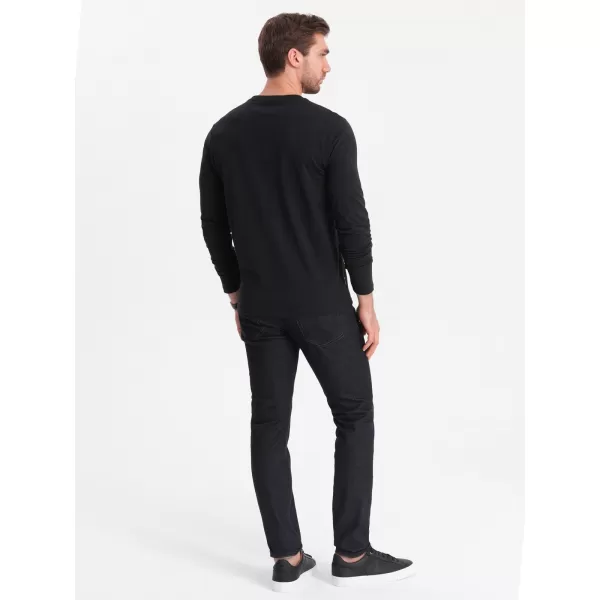  Pánské triko s dlouhým rukávem OMBRE OM-LSBL-0108 BLACK 