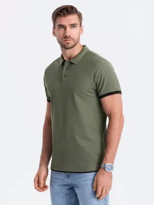 Pánské triko OMBRE OM-POSS-0113 OLIVE
