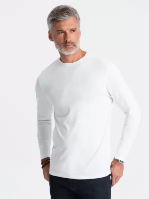 Pánské triko s dlouhým rukávem OMBRE OM-LSBL-0106 WHITE