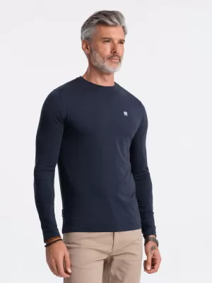Pánské triko s dlouhým rukávem OMBRE OM-LSCL-0102 NAVY BLUE