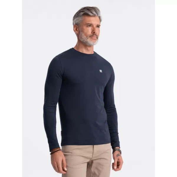  Pánské triko s dlouhým rukávem OMBRE OM-LSCL-0102 NAVY BLUE 