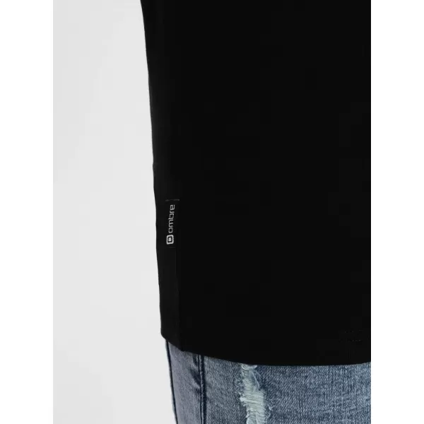  Pánské triko s dlouhým rukávem OMBRE OM-LSCL-0102 BLACK 