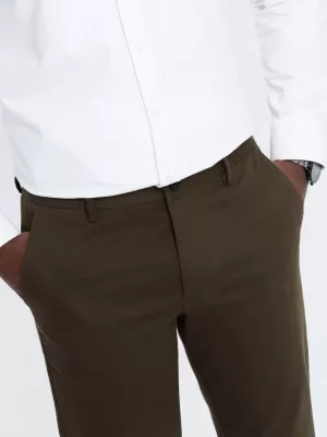 Pánské kalhoty OMBRE OM-PACP-0190 DARK OLIVE GREEN