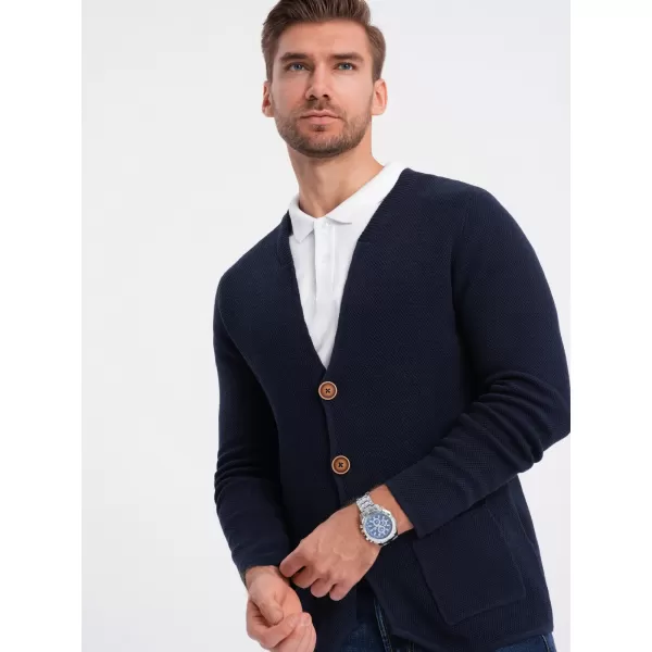  Pánský svetr OMBRE OM-SWCD-0109 NAVY BLUE 