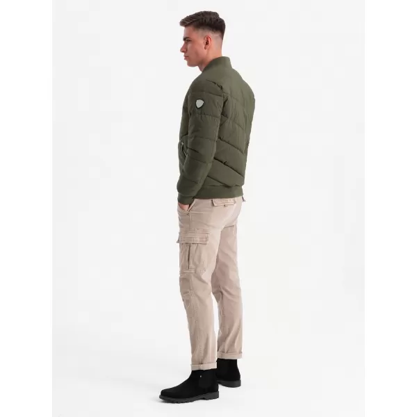  Pánská bunda OMBRE OM-JALP-0143 DARK OLIVE GREEN 