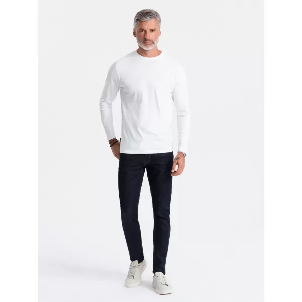  Pánské triko s dlouhým rukávem OMBRE OM-LSBL-0106 WHITE 