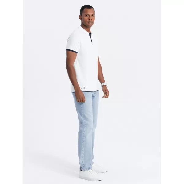  Pánské triko s límečkem OMBRE OM-POSS-0113 WHITE 