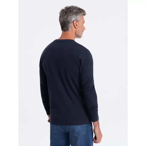  Pánské triko s dlouhým rukávem OMBRE OM-LSBL-0106 NAVY BLUE 