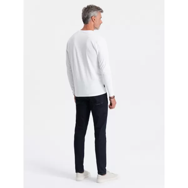  Pánské triko s dlouhým rukávem OMBRE OM-LSBL-0106 WHITE 
