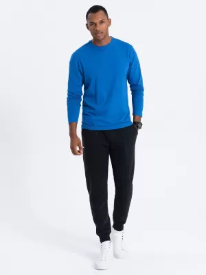 Pánské triko s dlouhým rukávem OMBRE OM-LSBL-0106 BLUE