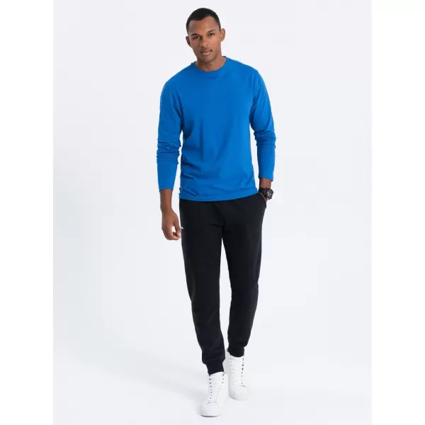  Pánské triko s dlouhým rukávem OMBRE OM-LSBL-0106 BLUE 