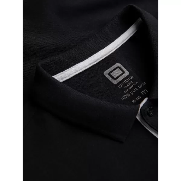  Pánské triko s límečkem OMBRE OM-POSS-0113 BLACK 