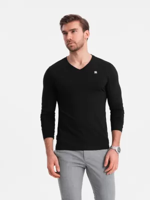 Pánské triko s dlouhým rukávem OMBRE OM-LSCL-0110 BLACK