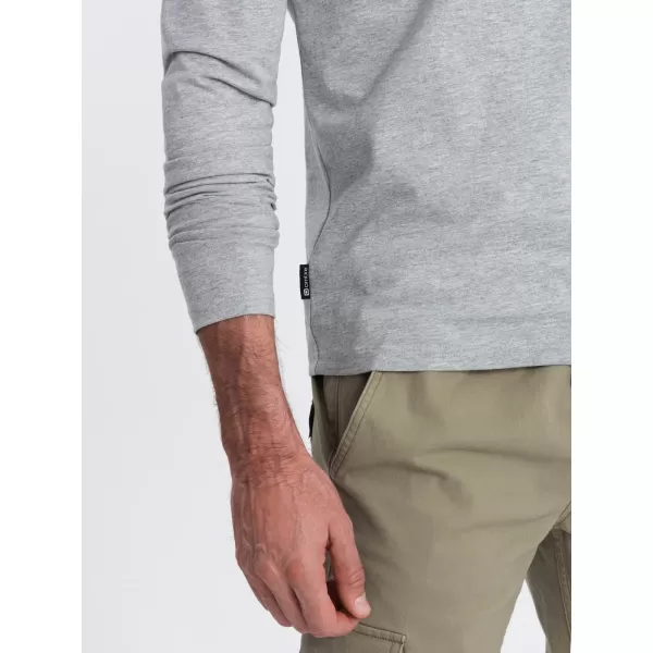  Pánské triko s dlouhým rukávem OMBRE OM-LSBL-0106 GREY MELANGE 
