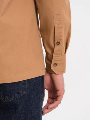 Pánská košile OMBRE OM-SHCS-0146 CAMEL