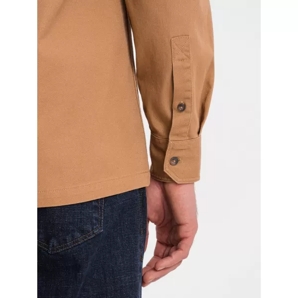  Pánská košile OMBRE OM-SHCS-0146 CAMEL 